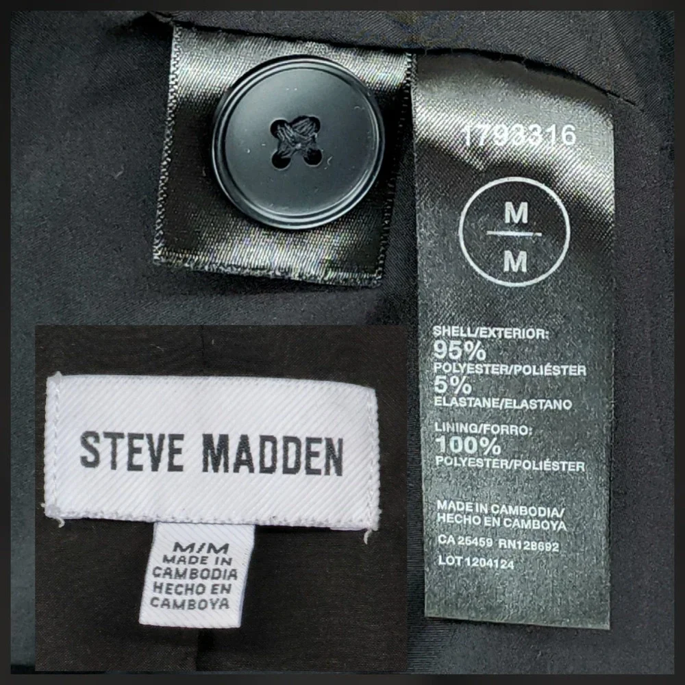 Steve Madden Blazer M Men Black Single Button Professional Career Minimalist NEW